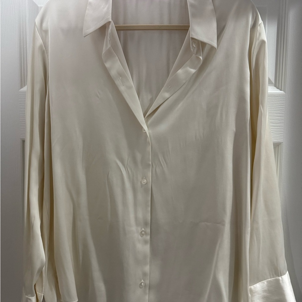 A&F Satin Button Up Blouse